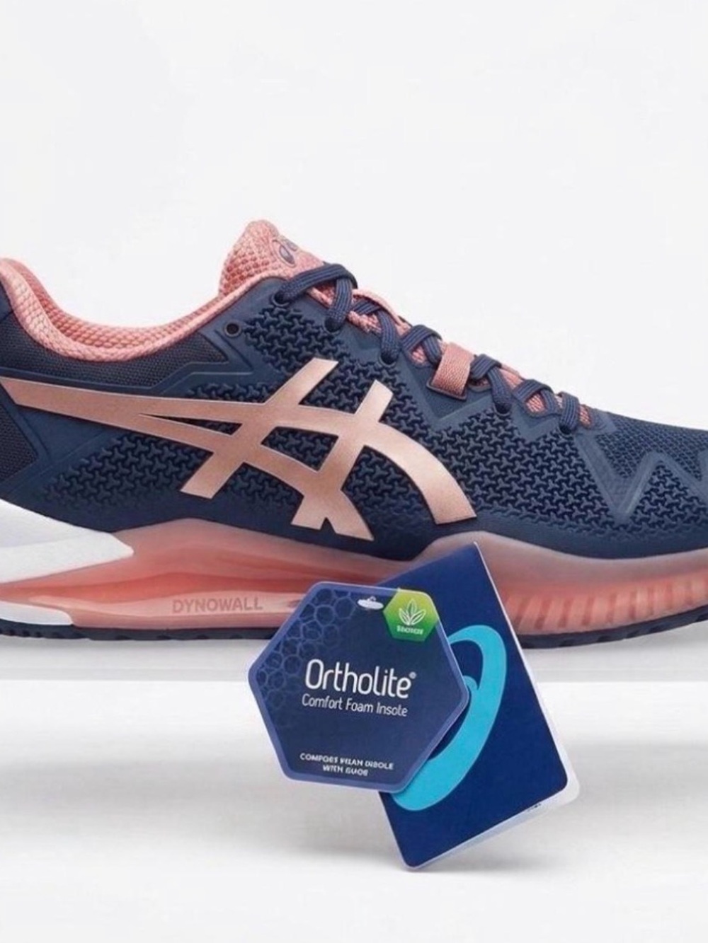 ASICS Navy and Rose Gold Athletic Shoes